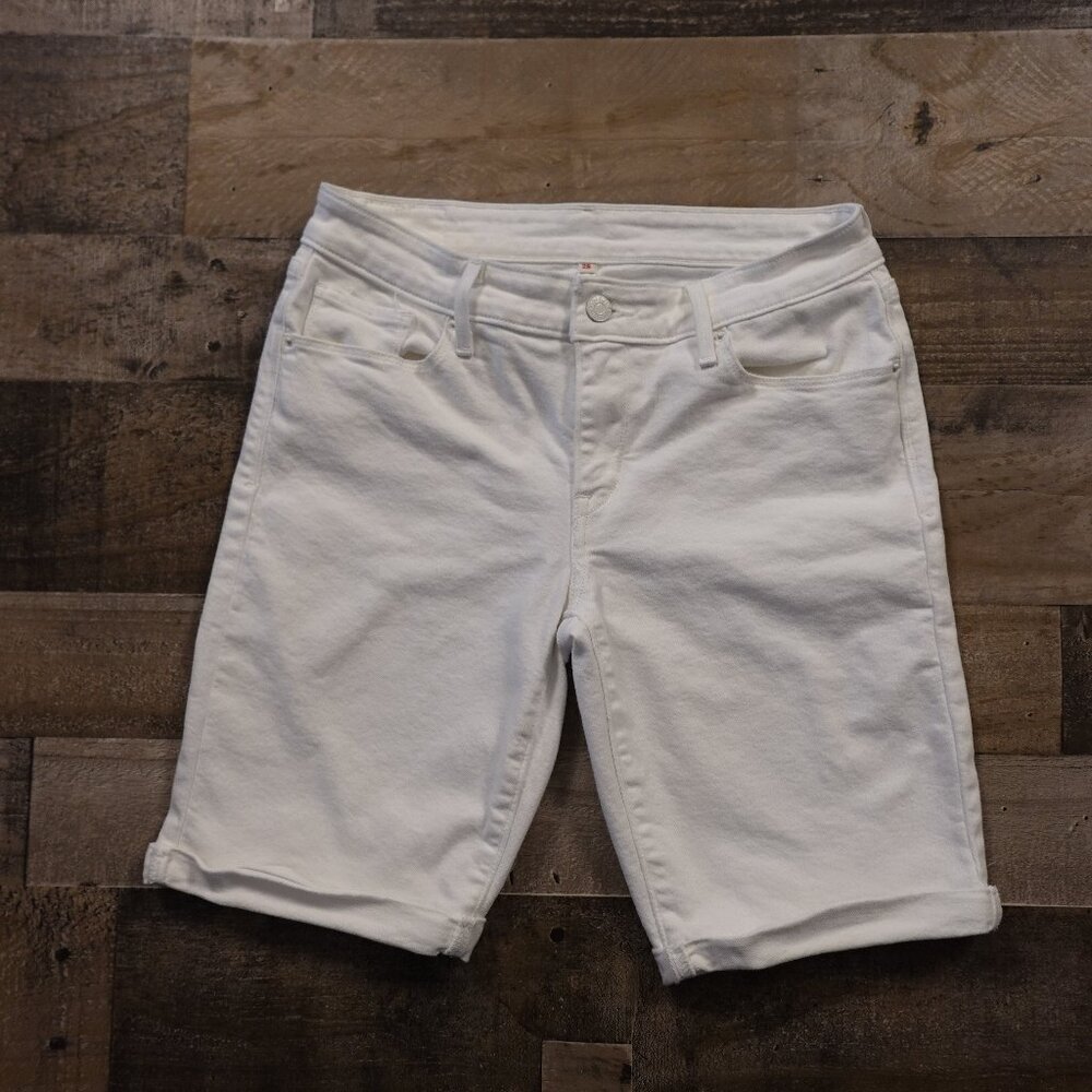 Levi's bermuda shorts women's 28 white denim cuffed